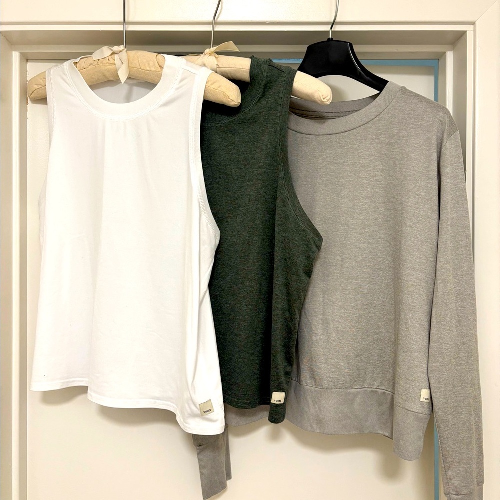 Vuori Lot 3 crop tops muscle long sleeve Large